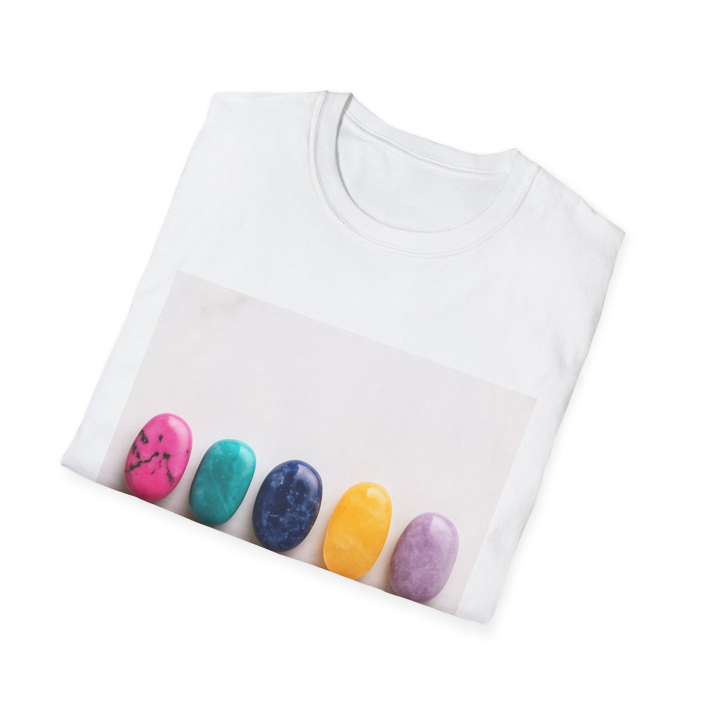 Sunrise Crystal Tee — Colorful Gemstone Row Graphic T-Shirt