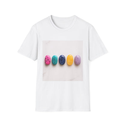 Sunrise Crystal Tee — Colorful Gemstone Row Graphic T-Shirt