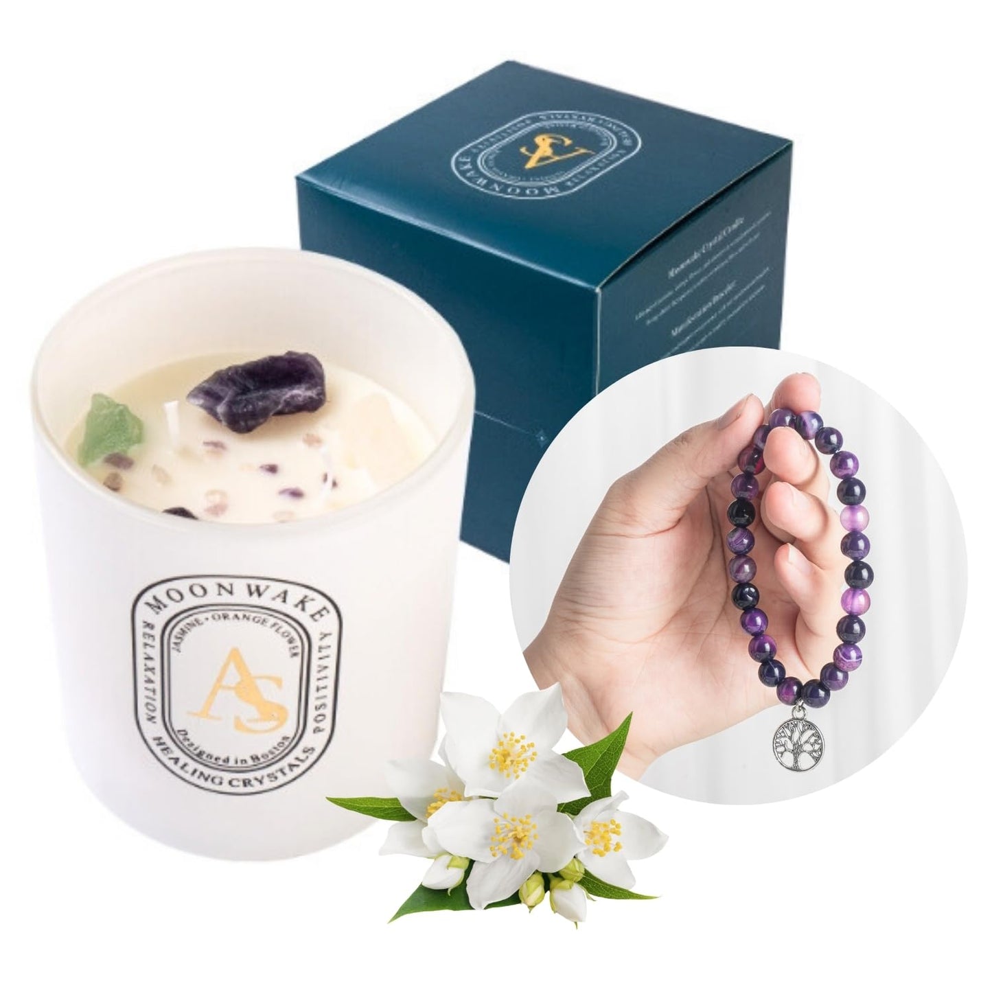 Healing Crystal Amethyst Candle Set