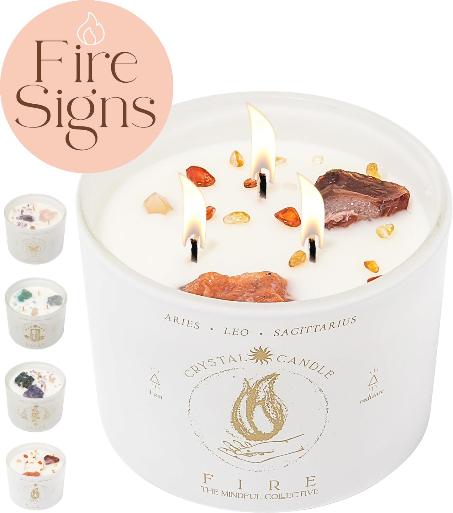 Fire Sign Zodiac Crystal Candle
